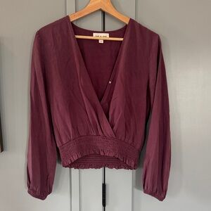 Cloth & Stone Purple V-Neck Blouse